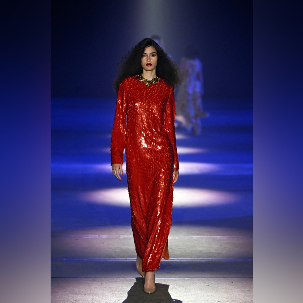 NWT Alemais gorgeous Geanie red sequin long sleeve gown